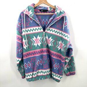 A|M Sport VTG pastel southwest popover fleece jacket half zip y2k 90s oversize L